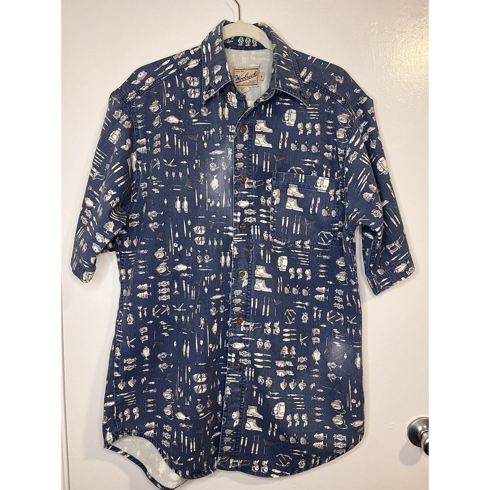 Vintage Woolrich Men’s Shirt Size M Cotton Camping Graphics